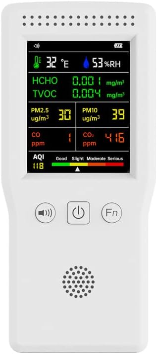 9-in-1 Air Quality Monitor, Indoor Air Quality Meters for PM2.5, PM10, AQI, CO2, CO, TVOC, HCHO, Humidity & Temperature