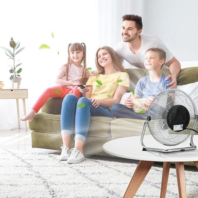 9 inch Floor Fan, 3-Speed Portable Metal Fan with Adjustable Tilt, Quiet Small Cradle Floor Fan for Home, Office, Bedroom