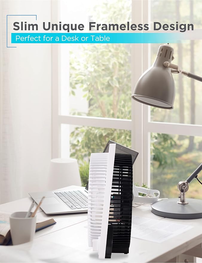 9-Inch Frameless Box Fan, Freestanding Desk Fan with 3-Speed Settings, Portable Fan for Home Office or Garage, alternate