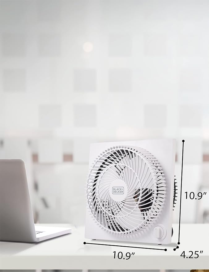 9-Inch Frameless Box Fan, Freestanding Desk Fan with 3-Speed Settings, Portable Fan for Home Office or Garage, alternate