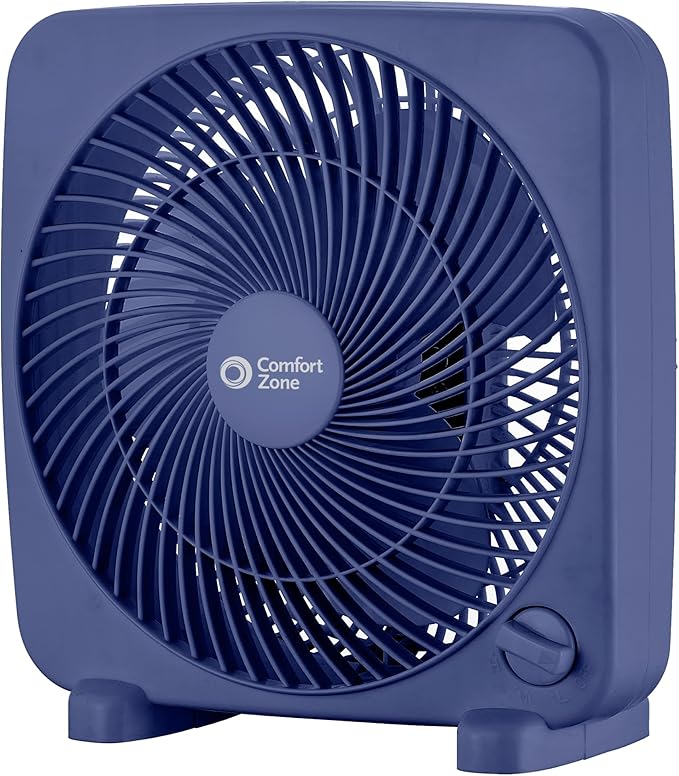 9-inch Portable Box Fan – Compact Desktop Cooling Fan with 3-Speeds, Quiet Operation, product image
