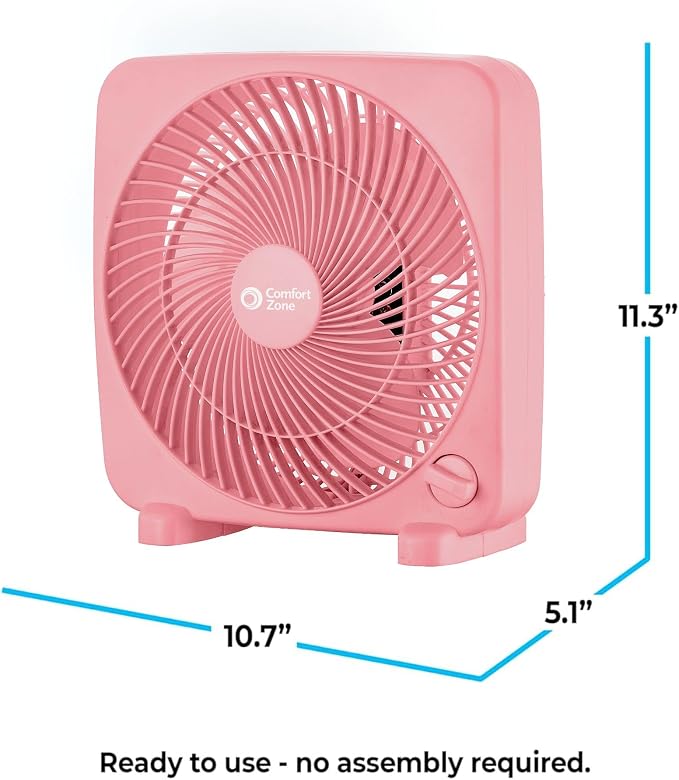 9-inch Portable Box Fan – Compact Desktop Cooling Fan with 3-Speeds, Quiet Operation, alternate product view 7