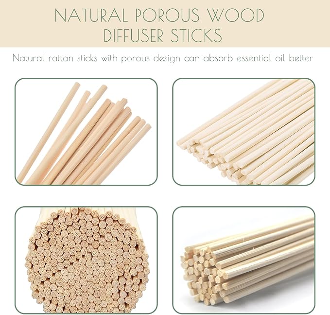 9 Inch Reed Diffuser Sticks, 20pcs Natural Rattan Sticks Oil Diffuser Sticks Diffuser Sticks Refill, alternate product view 4