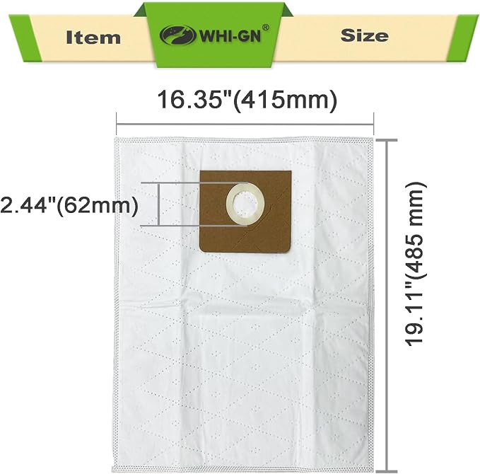 9 Pack Fleece Filter Accessory Bags for Fein Turbo I Vacuum, Also Fit Turbo I HEPA & Dustex 25L Wet/Dry Vac Cleaners, 2-3