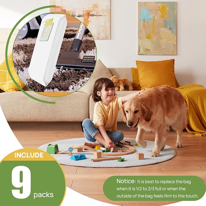 9 Pack Style 7 Vacuum Bags Replacement Compatible with PowerForce Bagged Uprights Vacuums 3522 3545 3550 3554 series