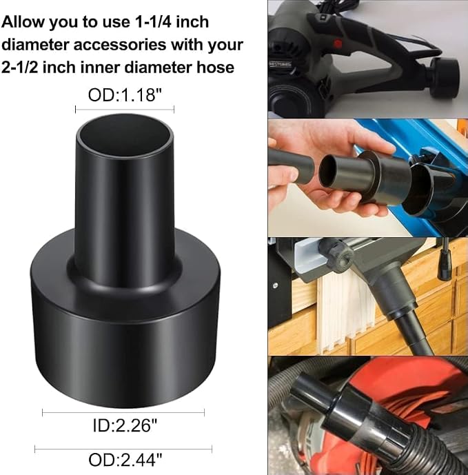 9 Pcs Universal Vacuum Attachments for Accessories with 2 1/2" to 1 1/4" & 1 7/8" to 1" Adapter for, 1 1/4"