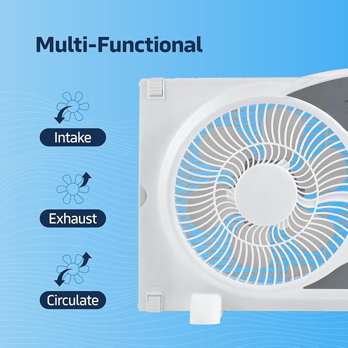 9" Twin Window fan with Remote Control, 3 Speed Bedroom window fan reversible Airflow Exhaust And Intake Quiet Operation, Fan