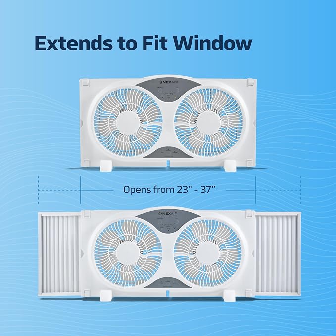 9" Twin Window fan with Remote Control, 3 Speed Bedroom window fan reversible Airflow Exhaust And Intake Quiet Operation, Fan