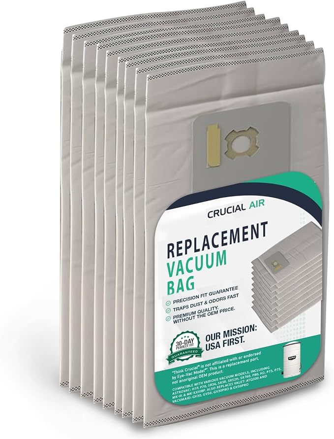 9 Valet & Vacuum Bags Compatible with AstroVac, Part # HPB2HPK & HPB2H, Fits Models: H1P, P70, SR36, SR38, SR52H