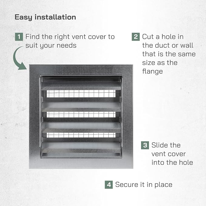 9" x 9" Inch Galvanized Steel Industrial Gable Vent - Heavy-Duty Louvered Air Intake Exhaust Vent Cover –, alternate view 4
