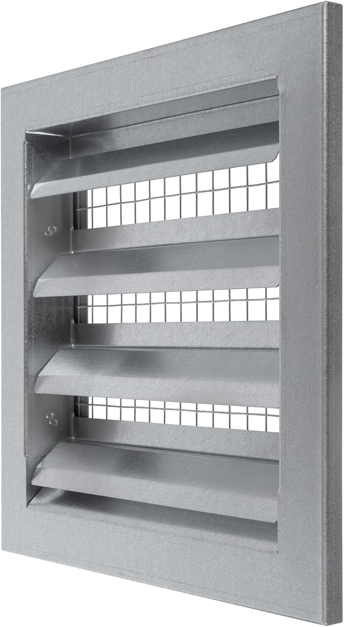 9" x 9" Inch Galvanized Steel Industrial Gable Vent - Heavy-Duty Louvered Air Intake Exhaust Vent Cover –, alternate view 8