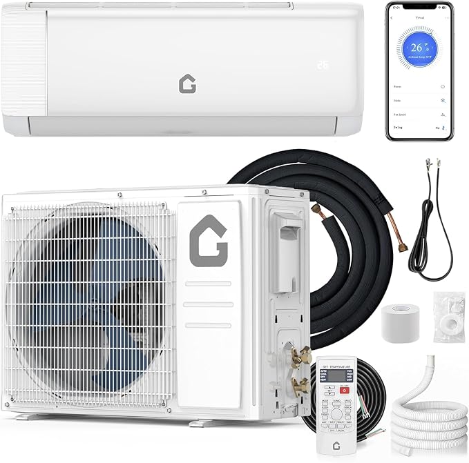 9000 BTU Ductless Mini Split Air Conditioner & Heat Pump – 20 SEER2, Inverter, 230V, WiFi & Alexa Enabled – Quiet, Energy