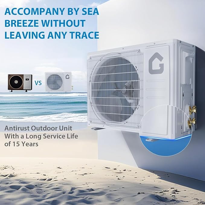 9000 BTU Mini Split Air Conditioner and Heater, 20 SEER2 Ductless Inverter AC with Heat Pump, Self‐Cleaning, Alexa