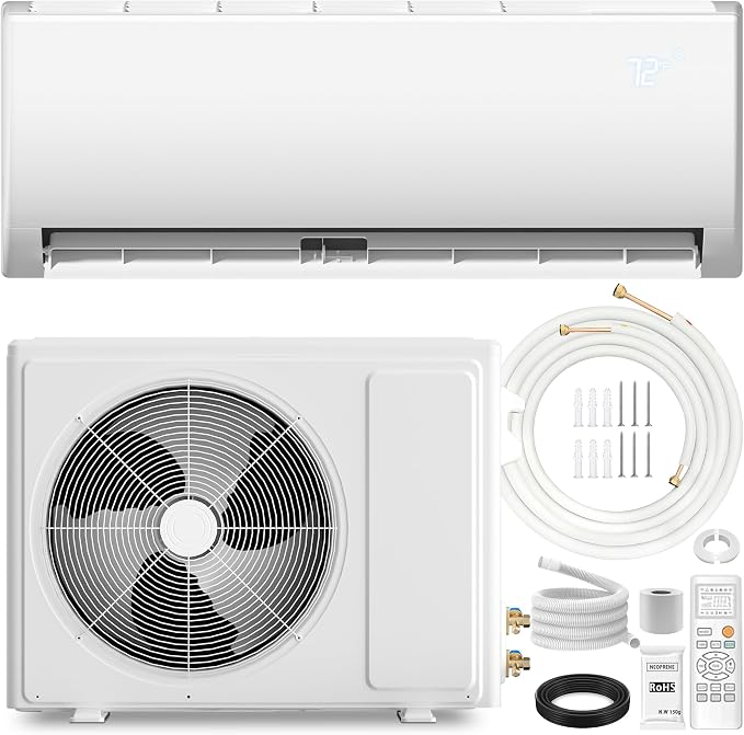 9000 BTU Mini Split Air Conditioner & Heat Pump - 110V/120V Wall Mount Ductless Inverter AC/Heating System - 19 SEER2