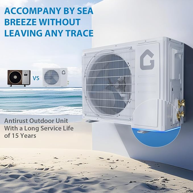 9000 BTU Mini Split Air Conditioner & Heat Pump, 21 SEER2 High-Efficiency Inverter System, 115V WiFi Enabled, Ultra-Quiet