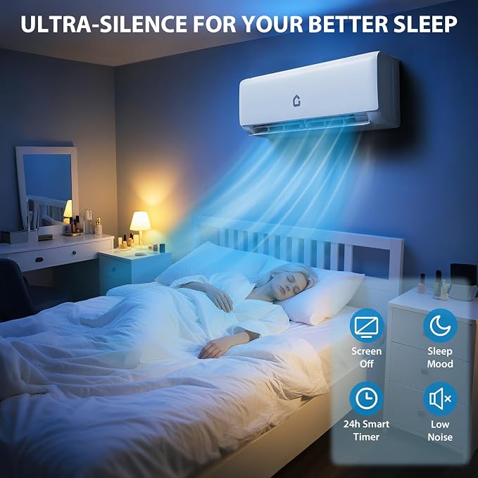 9000 BTU Mini Split Air Conditioner & Heat Pump, 21 SEER2 High-Efficiency Inverter System, 115V WiFi Enabled, Ultra-Quiet