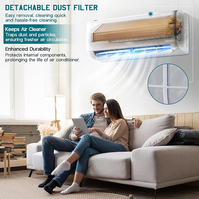 9000 BTU Mini Split Air Conditioner Heat Pump, Inverter Ductless AC, Cools up to 450 Sq. Ft, Energy-Efficient with