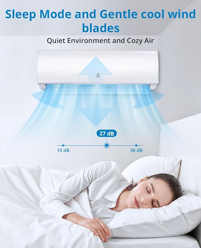 9000 BTU Mini Split Air Conditioner& Heater,WiFi Enabled, 19 SEER2 115V, Cools 550 Sq.Ft, Alexa Compatible, Remote Control