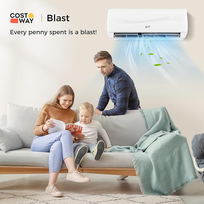 9000BTU Mini Split Air Conditioner& Heater, 19 SEER2 115V Wall-Mounted Ductless AC Unit Cools Rooms up to 450 Sq. Ft, Energy