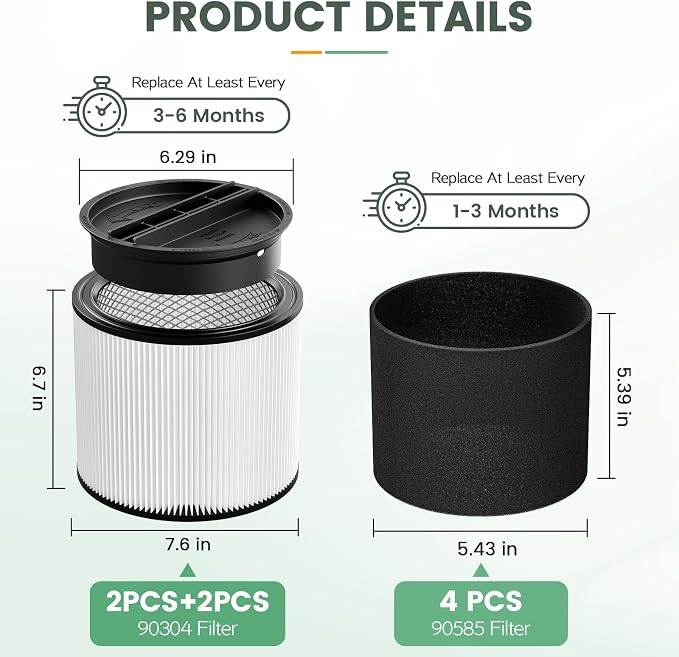 90304 Replacement Filter Kit Compatible with Cartridge Filter 90350 90304 90333 90585, Fits Most 5 Gallon and above