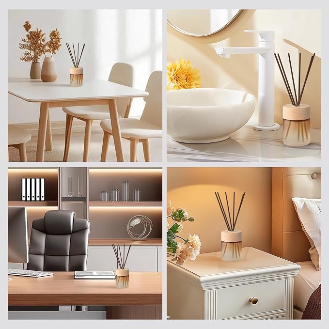 90Pcs Reed Diffuser Sticks-10Inch/4mm Natural Rattan Wood Sticks Reed Sticks Essential Oil Aroma Diffuser Reeds Aroma