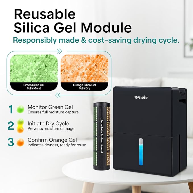 91 OZ Dehumidifier For Home | Covers 1200 SQ FT For Basements, Bedrooms, alternate product view 6