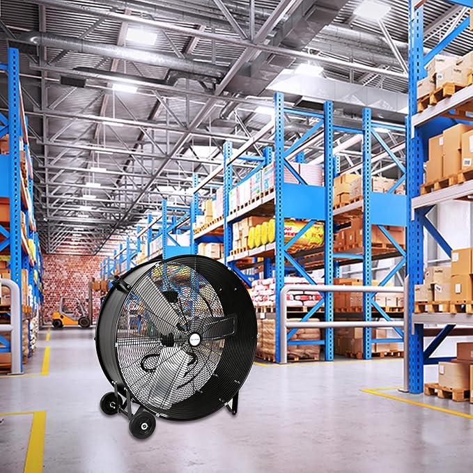 9100 CFM 30" High Velocity Drum Fan, 2-Speed Heavy Duty Industrial Shop Fan for Commercial, Garage, Warehouse, Workshop