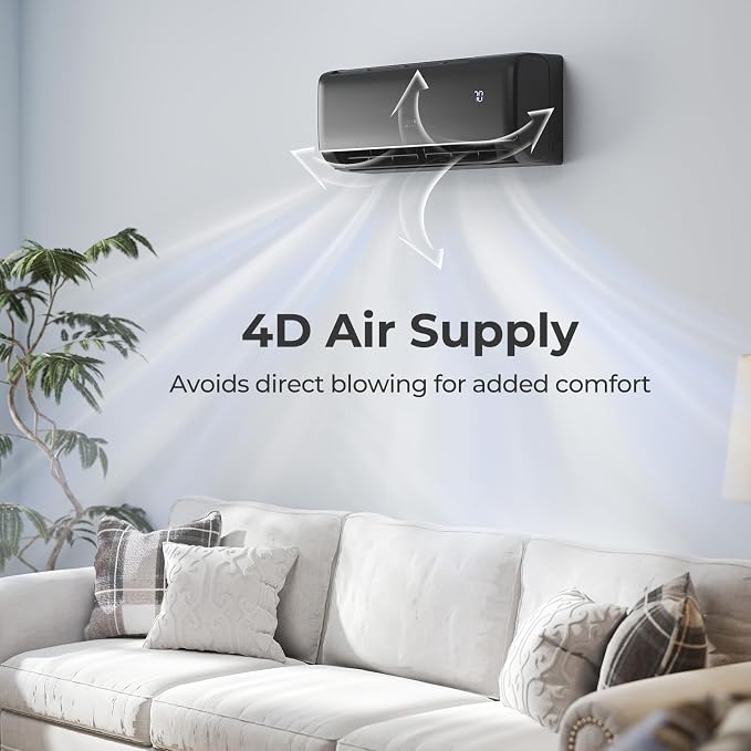 9100BTU Mini Split Air Conditioner& Heater, 20.5 SEER2 115V Inverter Heater Pump System Cools Up to 450 Sq. Ft, Compatible