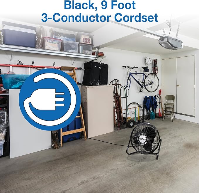 9212 12-Inch Industrial Grade High Velocity Pivoting Floor Fan, Black, alternate product view 5