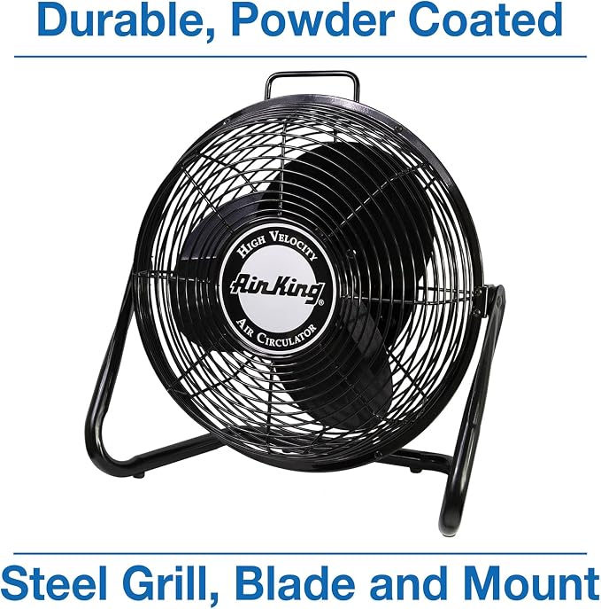 9212 12-Inch Industrial Grade High Velocity Pivoting Floor Fan, Black, alternate product view 6