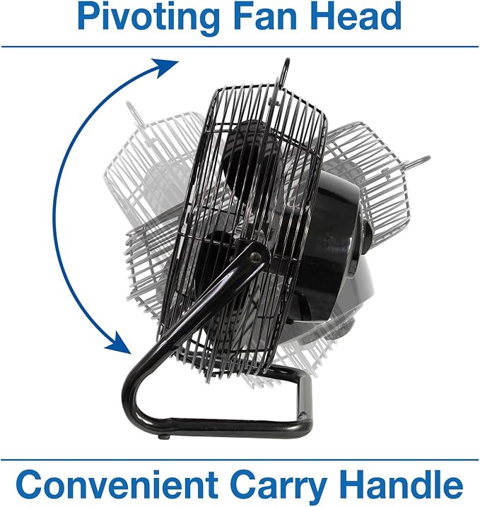 9212 12-Inch Industrial Grade High Velocity Pivoting Floor Fan, Black, alternate product view 8