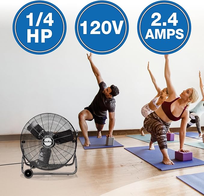 9224 24-Inch Industrial Grade High Velocity Pivoting Floor Fan, Black Finish, alternate product view 2