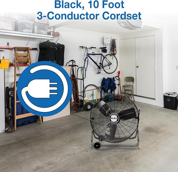 9224 24-Inch Industrial Grade High Velocity Pivoting Floor Fan, Black Finish, alternate product view 5