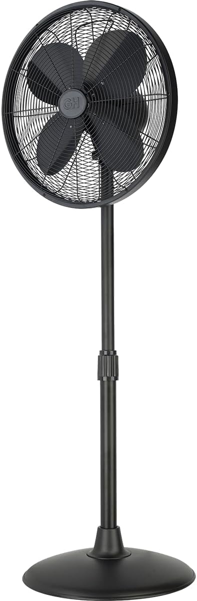 92654-MB All-Metal 16" Retro Living Dining Conference Room Pedestal Stand Fan with Wide Oscillation, 3-Speed Settings &