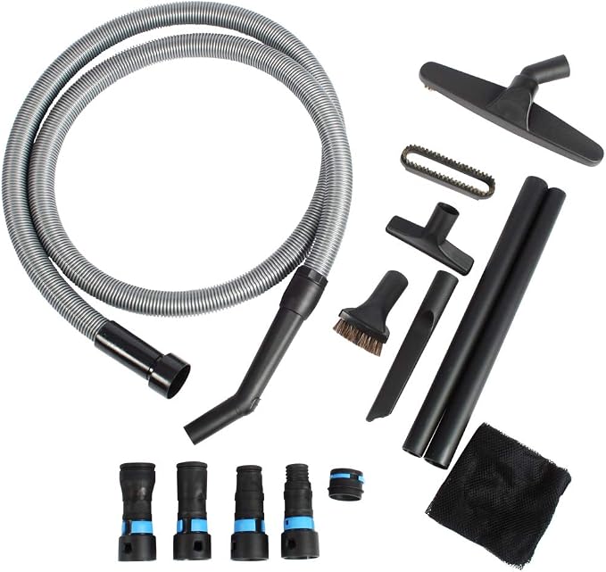 95259 10 Ft. Home and Shop Vacuum Hose with Expanded Multi-Brand Power Tool Dust Collection Adapter Set and Full Attachment
