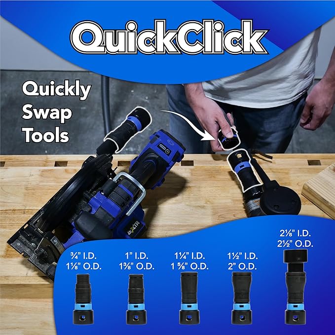 95259 10 Ft. Home and Shop Vacuum Hose with Expanded Multi-Brand Power Tool Dust Collection Adapter Set and Full Attachment