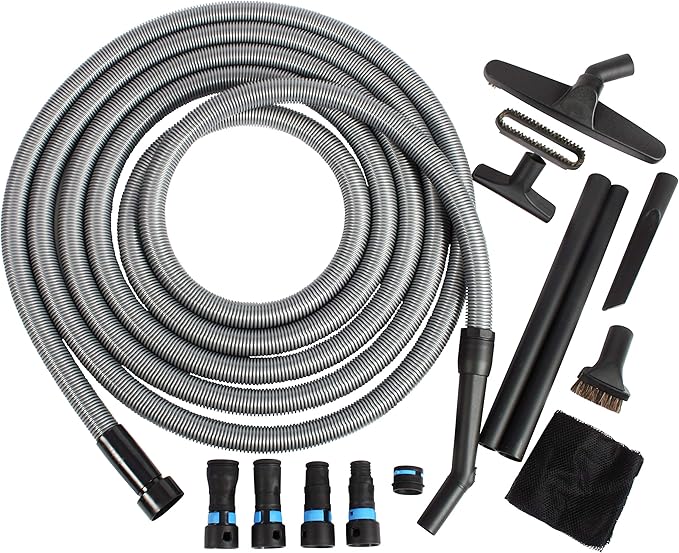 95292 30 Ft. Home and Shop Vacuum Hose with Expanded Multi-Brand Power Tool Dust Collection Adapter Set and Full Attachment