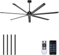 96'' Ceiling Fan No Light, Black Industrial Ceiling Fan with Remote/APP, 7 Aluminum Blades, 17500 CFM DC Motor for Warehouse