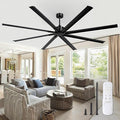 96 Inch Ceiling Fans No Light, Large Industrial Ceiling Fan with 8 Aluminium Blades, Quiet DC Motor, 6 Speeds, Modern Ceiling