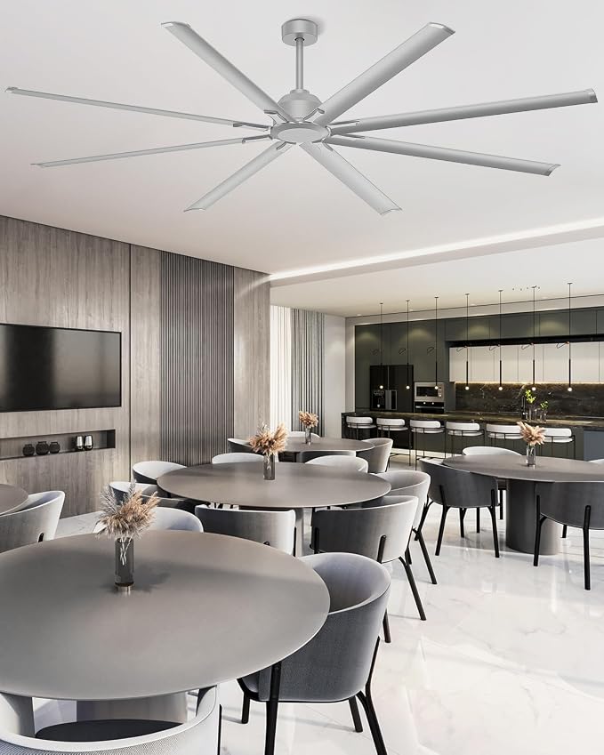 96 Inch Industrial Ceiling Fan, Large Commercial HVLS Shop Ceiling Fan for Garage Gatio Gym, Big Assed Ceiling Fans with 8