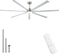 96 Inch Industrial Ceiling Fans with Light,Brushed Nickel HVLS Ceiling Fan with 6 Speeds Reversible Motor,High CFM