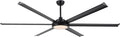 96" Industrial Ceiling Fan with Light and Remote Control, 6-Speed Noiseless Reversible DC Motor, 6 Durable Aluminum