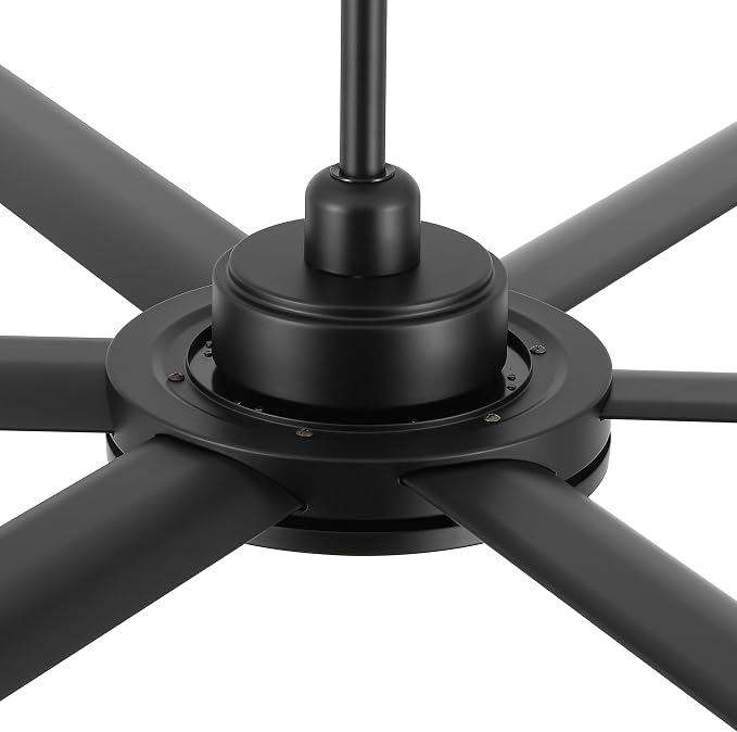 96" Industrial Ceiling Fan with Light and Remote Control, 6-Speed Noiseless Reversible DC Motor, 6 Durable Aluminum