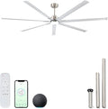 96" Industrial Commercial HVLS 7 Brushed Nickel Aluminum Blades Ceiling Fan with Light and Compatible Alexa,High CFM