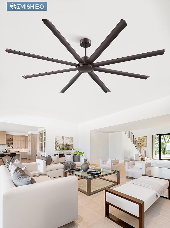 96" Large Industrial Ceiling Fans No light with Aluminum 8 Blades, Commercial HVLS Ceiling Fan without Light,Quiet DC Motor,6