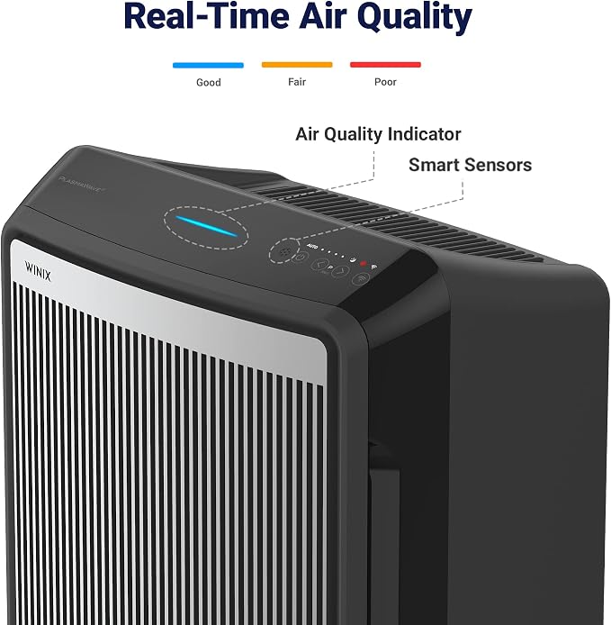 9800 4-Stage True Hepa Air Purifier with WiFi and PlasmaWave, 500 Sq Ft,Black,Large, alternate product view 6
