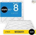 9X30X1 Air Filter, Merv 8, MPR 600, 4 Pack, Furnace Air Filter for HVAC (Actual Size: 8.75"x29.75"x0.75") DUST, Pet, &