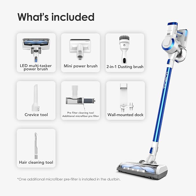 A10 Hero Cordless Stick/Handheld Vacuum Cleaner with Wall Mount, Super Lightweight with Powerful Suction for Carpet, Hard