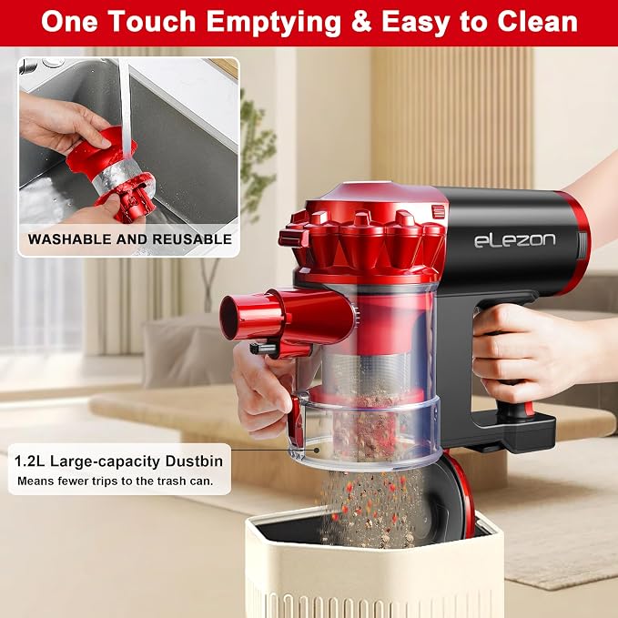 A200 Cordless Vacuum Cleaner, Stick Vacuum with Powerful Suction, 38 Mins Runtime, Rechargeable Battery, HEPA Filter