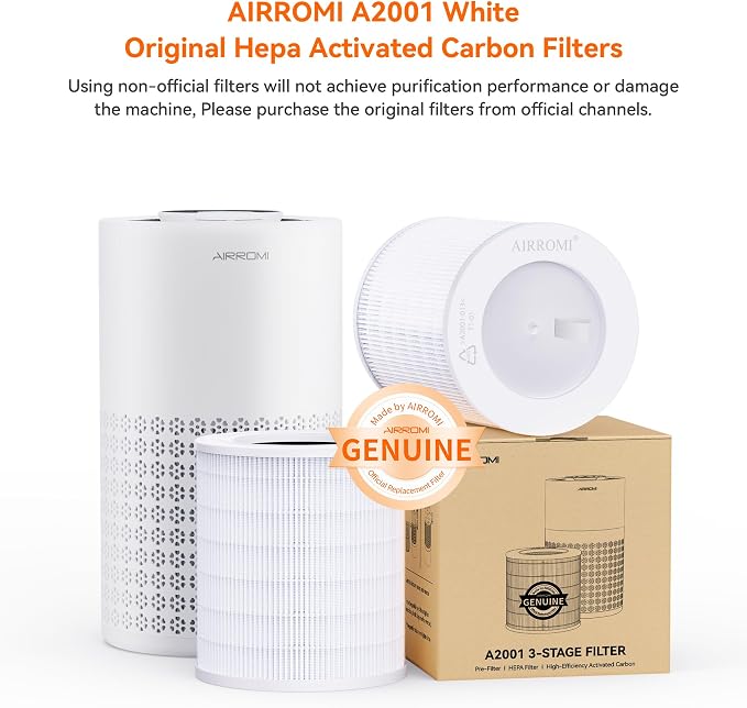 A2001 HEPA Air Purifier Replacement Filter, 3-In-1 Original Filter, Remove 99.97% of 0.3 Micron Particle 1 Pack White